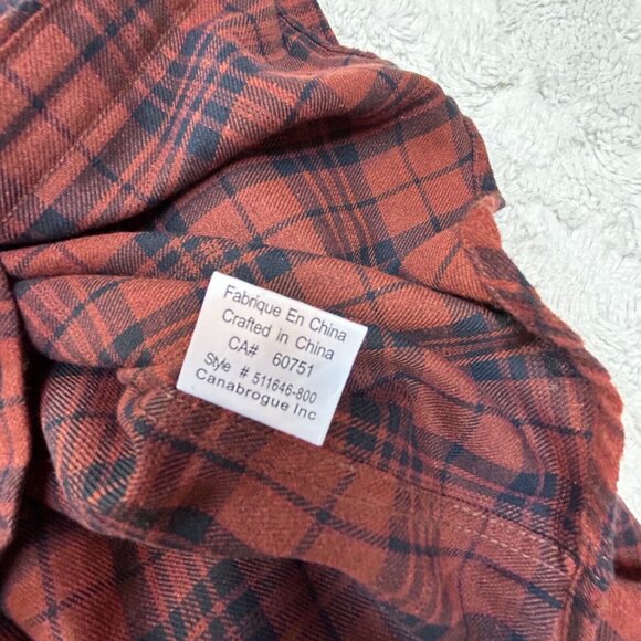 RUE Saint-Patrick Men's Button Down Long Sleeve Plaid Flannel Shirt Red Large - Picture 4 of 9